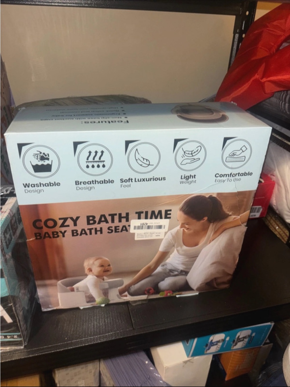 Cozy Bath Time Baby Bath Seat - White/ gray